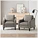 Poltrona moderna in PU, stile Mid-Century, con tasca laterale portaoggetti, comfort ergonomico per soggiorno e ufficio, grigio - Foto miniatura 6
