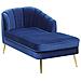 Chaise Longue In Velluto Blu Cobalto Versione Sinistra Allier - Foto miniatura 3