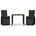 Set Pranzo Giardino 3pz Nero Polyrattan E Legno Massello Acacia - Foto miniatura 2