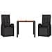 Set Pranzo Giardino 3pz Nero Polyrattan E Legno Massello Acacia - Foto miniatura 3