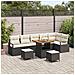 Set di Divano da Giardino  9 Pezzi con Cuscini Nero Polyrattan Acacia, Divano da Giardino a 2 Posti  con Stoccaggio e Cuscini Nero Polyrattan, Set da Pranzo da Giardino  3 Pezzi con Cuscini Nero Polyrattan Acacia - Foto miniatura 2
