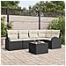 Set Divano da Giardino da 5 Pezzi con Cuscini Rattan Poliestere Marrone - Foto miniatura 2