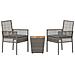 Set Bistro da Giardino 3 Pezzi con Cuscini Grigio in Polyrattan - Foto miniatura 7