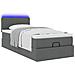 Pouf Letto con Materasso e LED Grigio Scuro 90x200 cm Tessuto - Foto miniatura 6