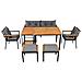Set Di Tavoli Da Pranzo E Sedie Da Giardino A 6-7 Posti Con Poltrone E Carrello Da Pranzo Rimovibile, Rivestimento In Tessuto Rimovibile E Lavabile, Legno Di Acacia - Foto miniatura 2