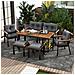 Set Di Tavoli Da Pranzo E Sedie Da Giardino A 6-7 Posti Con Poltrone E Carrello Da Pranzo Rimovibile, Rivestimento In Tessuto Rimovibile E Lavabile, Legno Di Acacia - Foto miniatura 1