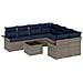 Set Divano da Giardino 9 pcs Grigio e Blu Navy polyrattan - Foto miniatura 1