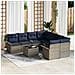 Set Divano da Giardino 9 pcs Grigio e Blu Navy polyrattan - Foto miniatura 2
