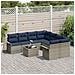 Set Divano da Giardino 9 pcs Grigio e Blu Navy polyrattan - Foto miniatura 3