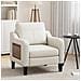 Poltrona moderna in tessuto lino con tavolino laterale ribaltabile e tasca portaoggetti laterale, seduta ergonomica in memory foam, stile Mid-Century versatile, facile da spostare - Foto miniatura 4