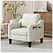 Poltrona moderna in tessuto lino con tavolino laterale ribaltabile e tasca portaoggetti laterale, seduta ergonomica in memory foam, stile Mid-Century versatile, facile da spostare - Foto miniatura 7