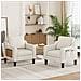 Poltrona moderna in tessuto lino con tavolino laterale ribaltabile e tasca portaoggetti laterale, seduta ergonomica in memory foam, stile Mid-Century versatile, facile da spostare - Foto miniatura 8