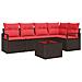 Set Divano da Giardino 6 pcs Marrone e Rosso polyrattan - Foto miniatura 1