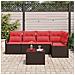 Set Divano da Giardino 6 pcs Marrone e Rosso polyrattan - Foto miniatura 3