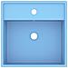 Lavabo Troppopieno Cubico Azzurro Opaco 41x41cm Ceramica - Foto miniatura 2