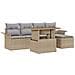Set da Pranzo Giardino 6 Pezzi con Cuscini Beige Rattan Polietilene Acacia - Foto miniatura 1