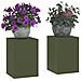 Supporti per Piante da Esterno Pilastro 2 pcs Verde Oliva 24x24x35 cm Acciaio - Foto miniatura 3