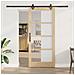 Porta Scorrevole  con Set di Ferramenta 93x211 cm Legno Massello di Pino, Porta Interna  con Vetro 'ORKDAL'93x211x4 cm Legno Massello di Pino - Foto miniatura 2