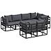 Set Divano da Giardino con cuscino 7 pcs Nero Alluminio - Foto miniatura 1