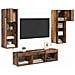 Unità per TV a Muro 5 pcs Rovere Nero 60 x 30 x 30 cm - Foto miniatura 3