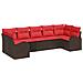 Set Divano da Giardino 7 pcs Marrone e Rosso polyrattan - Foto miniatura 1