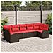 Set Divano da Giardino 7 pcs Marrone e Rosso polyrattan - Foto miniatura 2