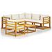 Set Divani Da Giardino 7 Pz Con Cuscini Crema Massello Acacia - Foto miniatura 1