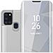 Custodia Compatibile Con Samsung Galaxy A21s In Agata Argento - Clear View Specchio Coperchio Protettivo Con Funzione Di Supporto Protezione A 360 Gradi - Foto miniatura 1