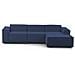 Divano Fisso Giovanna, Divano Componibile A 3 Posti Con Penisola Destra, 100% Made In Italy, Sofà Moderno In Tessuto, Cm 300x170h70, Blu - Foto miniatura 3