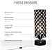 Lampada Da Tavolo Con Paralume In Cristallo E 2 Porte Usb, Luce Regolabile ?10.8x30cm, Nero - Foto miniatura 3