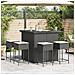 Set Bar Da Giardino 5 Pz Con Cuscini In Polyrattan Nero - Foto miniatura 2