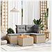 Set Divano da Giardino 5 pz con Cuscini Beige Misto Polyrattan - Foto miniatura 4