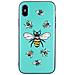 Cover Iphone X 5.8'' Embroidered Bee Leather Turchese - Foto miniatura 1