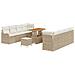 Set di divani da giardino 11 pezzi con cuscini beige polirattan acacia, Divano da giardino 2 posti con cuscini beige polirattan, Set da pranzo da giardino 3 pezzi con cuscini beige polirattan acacia - Foto miniatura 1