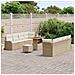 Set di divani da giardino 11 pezzi con cuscini beige polirattan acacia, Divano da giardino 2 posti con cuscini beige polirattan, Set da pranzo da giardino 3 pezzi con cuscini beige polirattan acacia - Foto miniatura 3