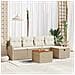 Set Divano da Giardino da 6 Pezzi con Cuscini Beige in Polyrattan - Foto miniatura 2