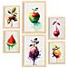 Set Di 6 Stampe Poster Di Frutta, Verdura E Cibi Sani Con Colori Ad Acquerello Su Bianco Puro A3 & A4 Telaio In Legno Chiaro - Foto miniatura 1