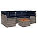 Set Divano da Giardino 7 pcs Grigio e Blu Navy polyrattan - Foto miniatura 1