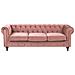 Divano A 3 Posti In Velluto Rosa Chesterfield - Foto miniatura 12