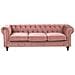 Divano A 3 Posti In Velluto Rosa Chesterfield - Foto miniatura 1