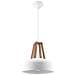 Sospensione A Soffitto 1 Luce Cupola Bianco, Legno Naturale, E27 - Foto miniatura 1