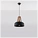 Sospensione A Soffitto 1 Luce Cupola Bianco, Legno Naturale, E27 - Foto miniatura 2