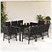 Set da Pranzo da Giardino 9 pz con Cuscini Nero in Polyrattan - Foto miniatura 7
