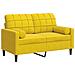 Divano A 2 Posti Con Cuscini Giallo 120 Cm In Velluto - Foto miniatura 2