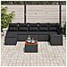 Set di divani da giardino a 8 pezzi  con cuscini in rattan nero e acacia, Divano da giardino a 2 posti  con cuscini in rattan nero - Foto miniatura 3