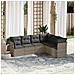 Set Divano da Giardino 6 pz con Cuscini Grigio in Polyrattan - Foto miniatura 2