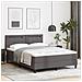 Letto con Rete a Molle e Materasso Grigio 140x200 cm in Pelle Sintetica - Foto miniatura 2