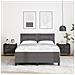 Letto con Rete a Molle e Materasso Grigio 140x200 cm in Pelle Sintetica - Foto miniatura 5