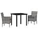 Set da Pranzo per Giardino con cuscino 3 pcs Grigio Poly Rattan - Foto miniatura 1