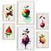 Set Di 6 Stampe Poster Di Frutta, Verdura E Cibi Sani Con Colori Ad Acquerello Su Bianco Puro A3 & A4 Cornice Bianca - Foto miniatura 1